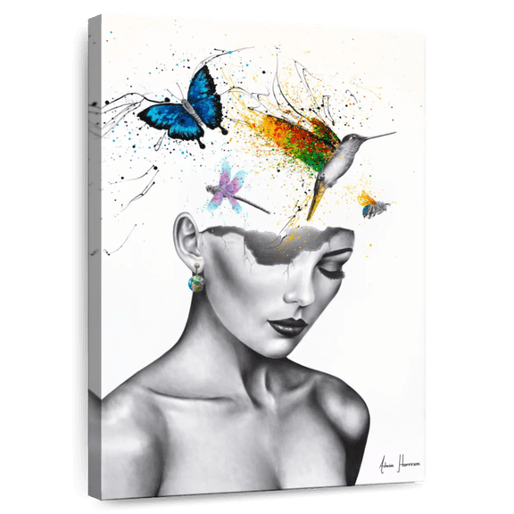Elephant Stock World In Her Mind Wall Art - Vertical Canvas Wall Art - Living Room Wall Decor - People Canvas - Gray And White Decor By Ashvin Harrison - 8" x 12"