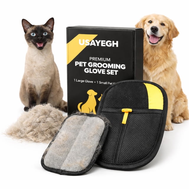 Guantes depiladores para mascotas USAYEGH para perros y gatos, paquete de 2