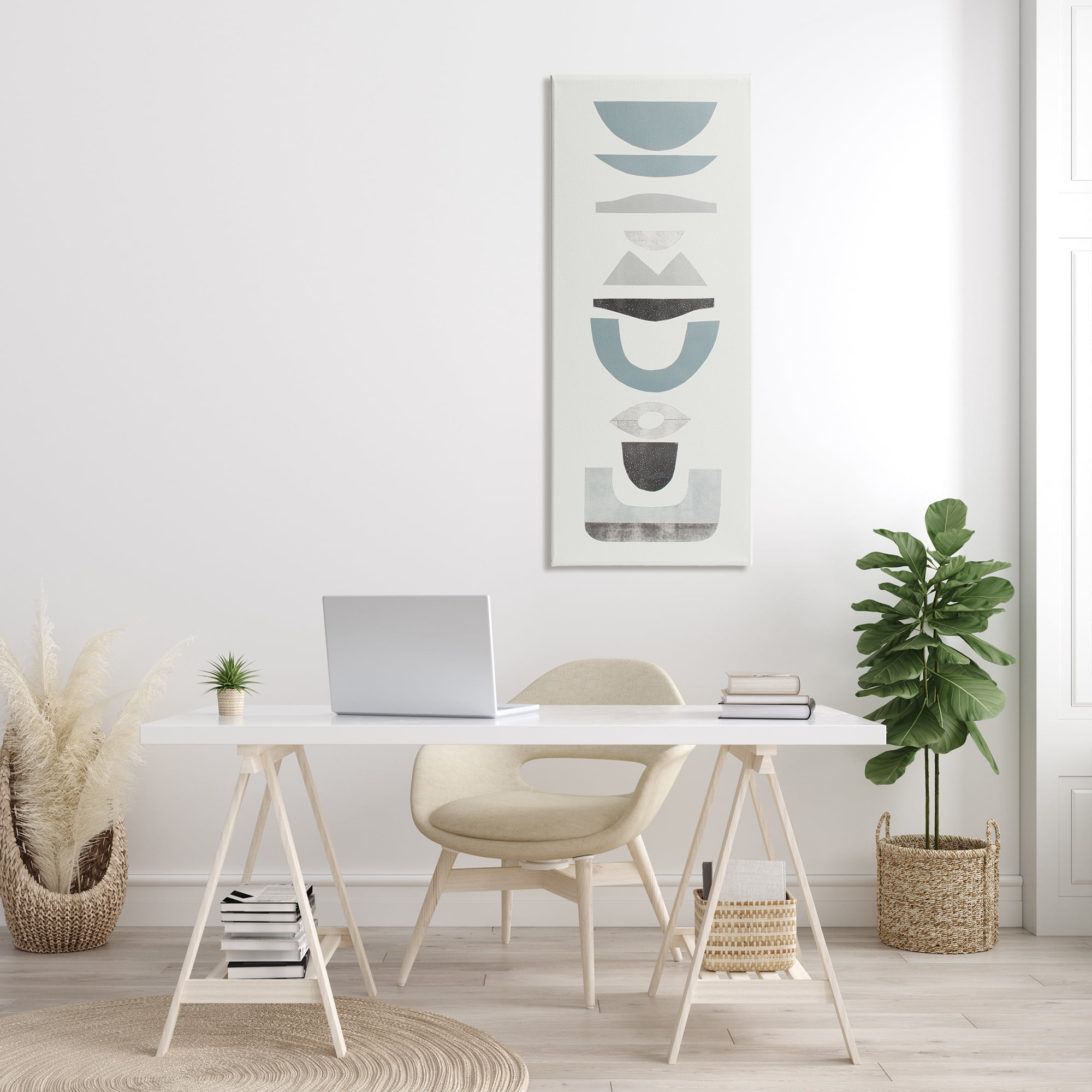 Stupell Industries Coastal Tone Totem Shapes Geometric Symbol Pattern Abstract Painting Gallery Wrapped Canvas Print Wall Art, 20 x 48