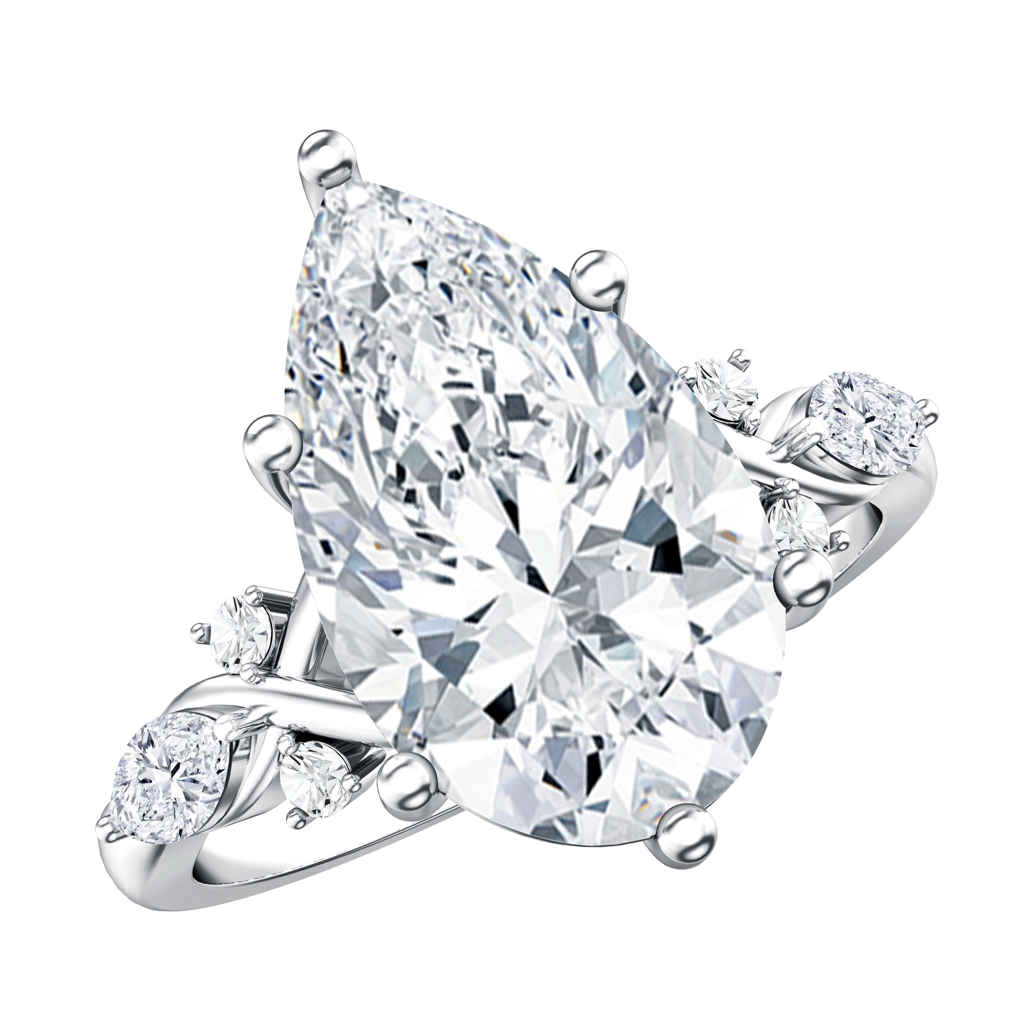 Rosec Jewels 5 Carat Pear Shaped Lab Grown Diamond IGI Certified Engagement Ring (E-VS1 Grade), 925 Sterling Silver, US 4.00
