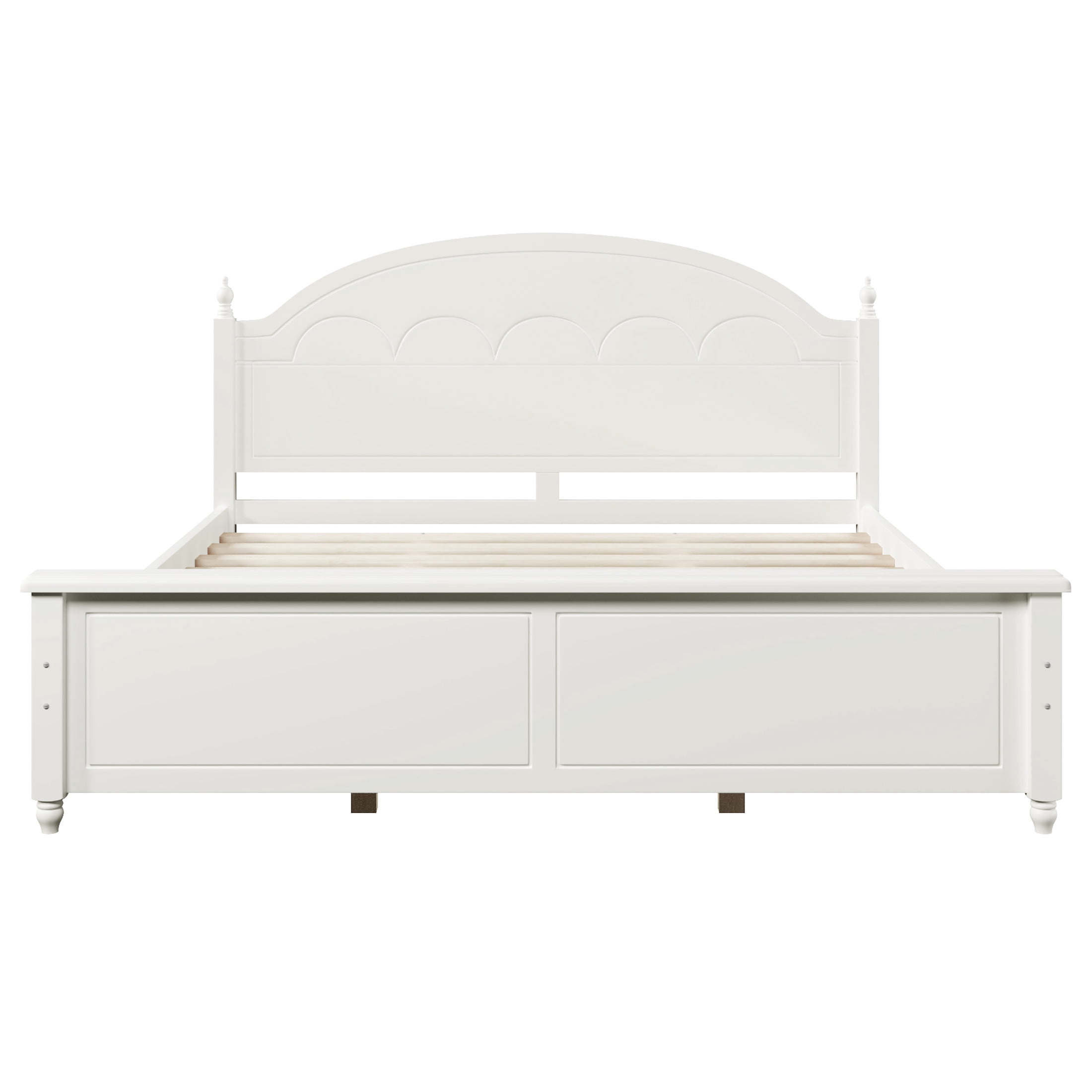 Noble House Alver King Size Wooden Bed Frame with Classic Arched Headboard, Modern Timeless Design, White