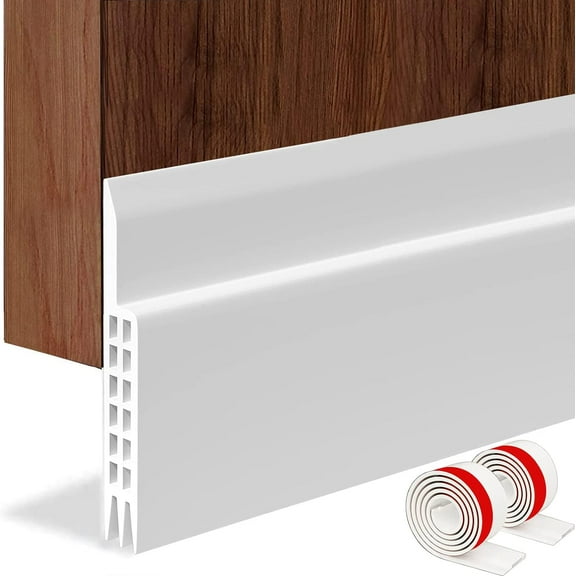 2PACK Huge Gap Door Draft Stopper, 3.4" W Widened Door Sweep Seal Gap Up to 1.8" for Interior & Exterior Doors - Keeping Draft, Noise, Dust and Unwanted Animals Out,3.4" W x 39" L,White