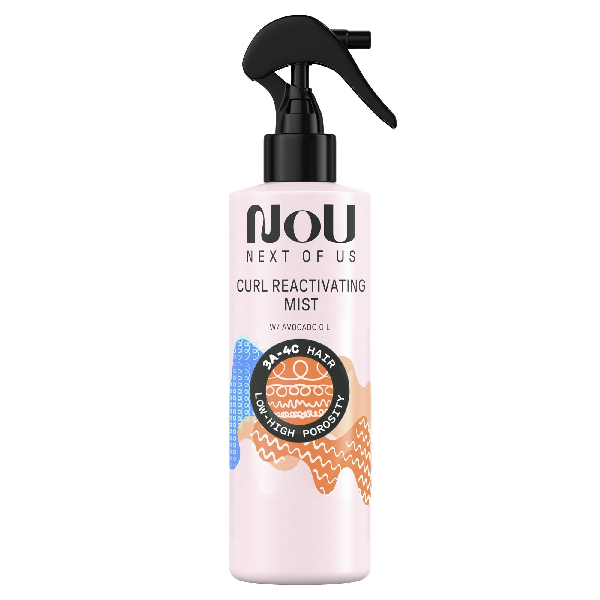 NOU Curl Reactivating Mist for Curly & Coily Hair, 8.1 fl oz