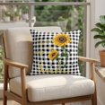 thumbnail image 4 of Pillow Covers 20x20 Set of 2, Sunflowers Square Throw Pillow Covers for Couch/Sofa/Living Room, Spring Summer Bees Floral Black Plaid Decorative Soft Pillowcases for Couch Throw Pillows, 4 of 9