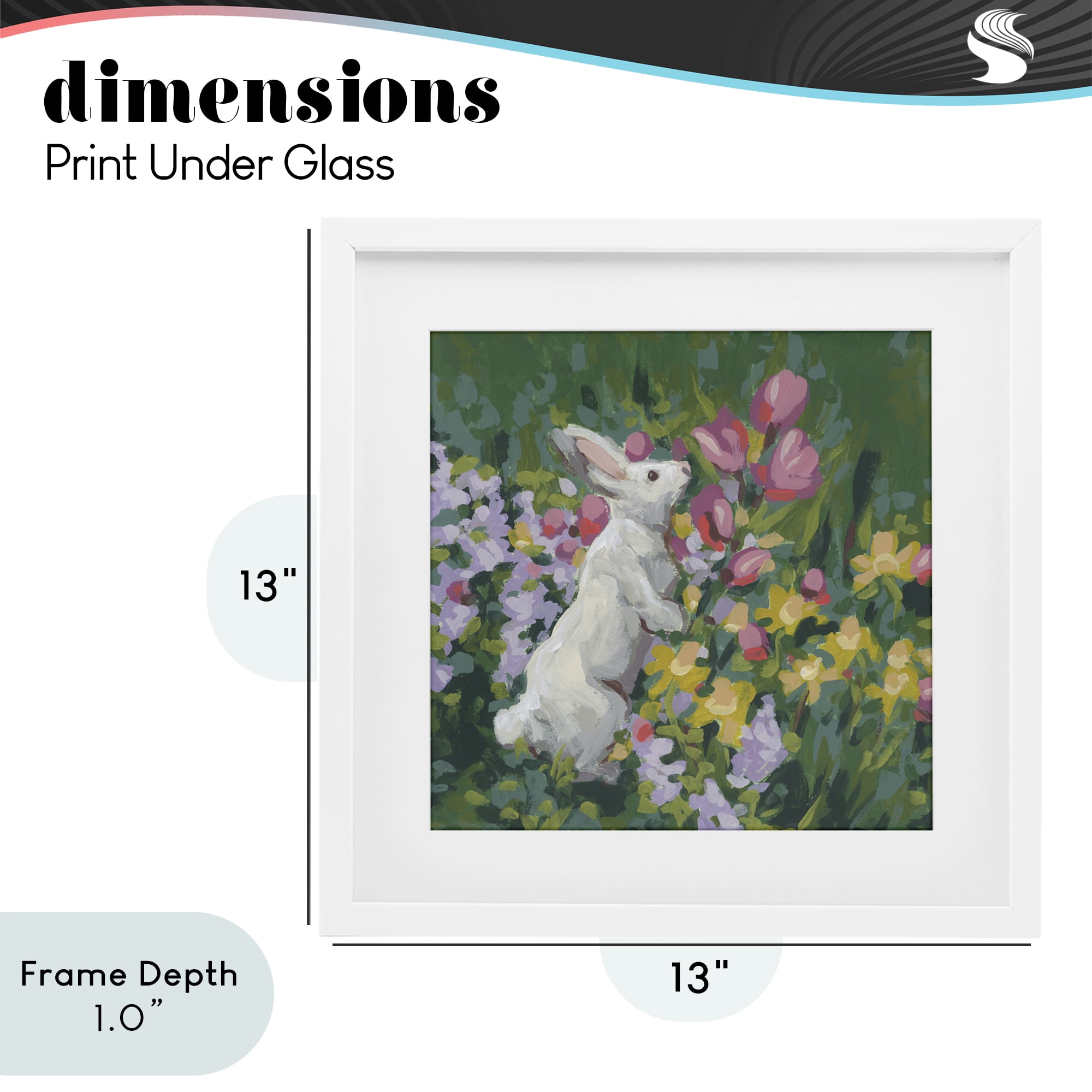 Stupell Industries Bunny in Garden Impression White Framed Print Under Glass, design by June Erica Vess
