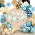 thumbnail image 6 of Blue Birthday Decorations for Girls Women, Blue Party Decor with Dusty Blue Gold Balloons Happy Birthday Banner Birthday Sash Tablecloth Fringe Curtain, 6 of 7