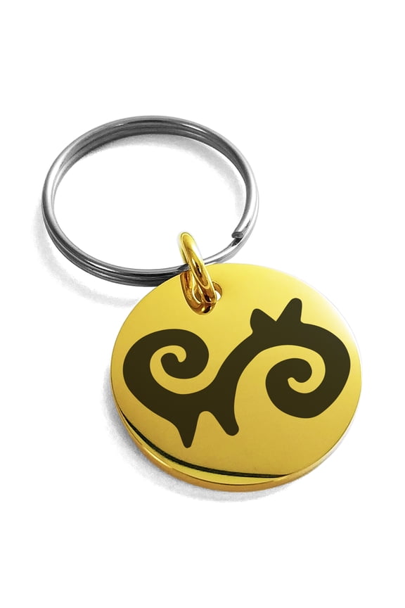 Stainless Steel Aztec Energy Rune Engraved Small Medallion Circle Charm Keychain Keyring