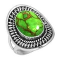 thumbnail image 1 of 925 Silver Ring For Women - Men Copper Green Turquoise Stone Silver Ring Size 6 Simple Silver Ring Size 6 Gift For Girl Friend On Halloween 925 Gemstone Silver Jewelry, 1 of 6