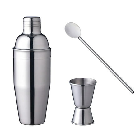 

3pcs Stainless Steel Cocktail Shaker Mixer Drink Bartender Martini Tools Bar Set Kit (1pc 750ml Cocktail Shaker + 1pc 15/30ml Measuring Jigger + 1pc Mixing Spoon)