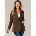 thumbnail image 4 of DARING DIVA Women's Faux Suede Blazer Double Breasted Suit Jacket XS Brown, 4 of 6