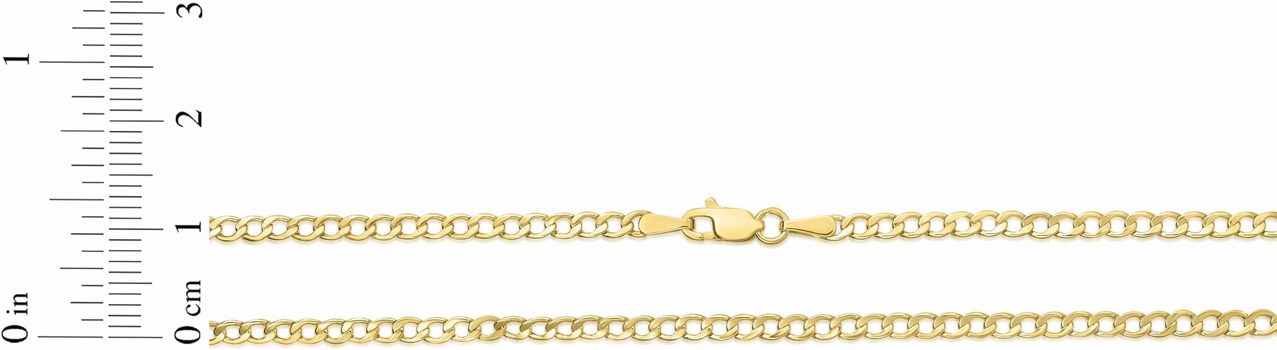 Floreo 10k Yellow Gold 2.5mm Hollow Cuban Curb Link Anklet or Bracelet