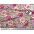 thumbnail image 3 of Soimoi Modal Satin Fabric Leaves & Peony Floral Print Fabric by Yard 42 Inch Wide, 3 of 3