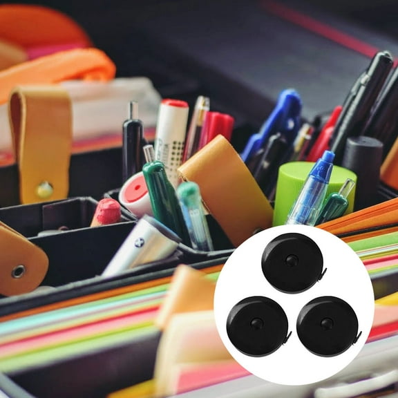 FRCOLOR  3 Pcs Pocket Measuring Tape Small Measure Retractable Mini Round Child Black