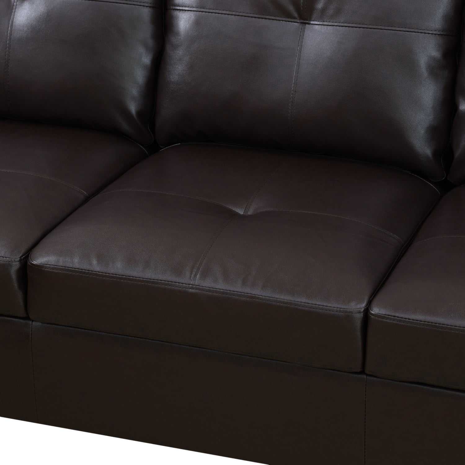 Hommoo Sofa Set, Faux Leather 2-Piece Couch Living Room Sofa Set, Brown