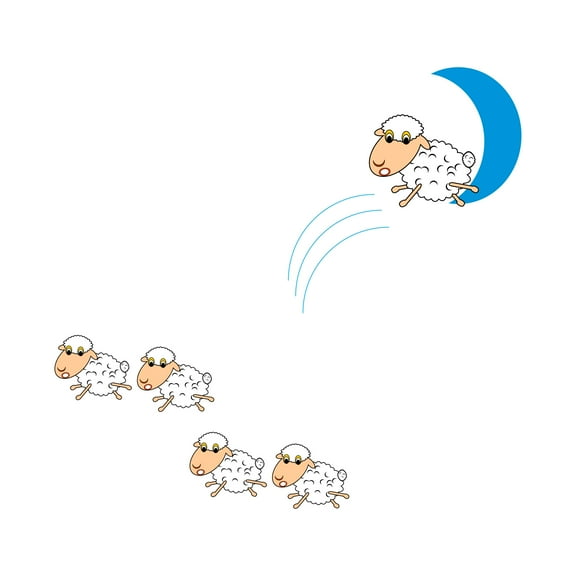 ANIMALS - Easy To Apply Vinyl Art Night Sky Moon Crescent Flock Of Sheep Décor Sticker Multicolored Art Design Home Living Room Wall Decal - Kids Bedroom Nursery Animal Wall Decoration 20" x 18"