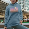 thumbnail image 2 of Workout Word with Lightning & Groovy Text Art, Work Out Merch Gift, Light Blue Hooded Sweatshirt or Hoodie, Small, 2 of 5