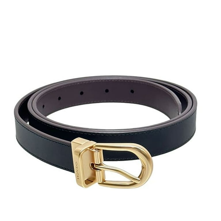 Elegant Black Leather Women’s Coach Belt with Gold Buckle Vintage Coach Black Leather Belt: Solid Brass Buckle, Made  main image 2