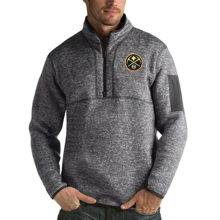 Men's Antigua Charcoal Denver Nuggets Fortune Big & Tall Quarter-Zip Pullover Jacket
