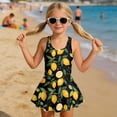 thumbnail image 3 of DISNIMO Lemon Printed Girls Swimsuit One Piece Swim Dress Beach Sleeveless Bathing Suit Soft Breathable Swimwear with Skirt, 3 of 8