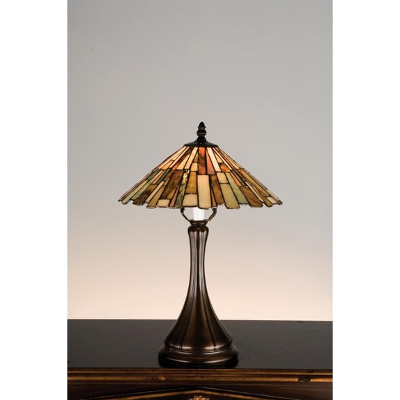 Meyda Tiffany 18868 Delta - 1 Light Jadestone Accent Lamp Mahogany Bronze Finish with Amber/Green/Chocolate/Beige Glass