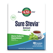KAL Sure Stevia Extract Powder Plus Monk Fruit (Luo Han) | Best-Tasting, Zero Calorie, Low Glycemic | 100 Single-Serve Packets