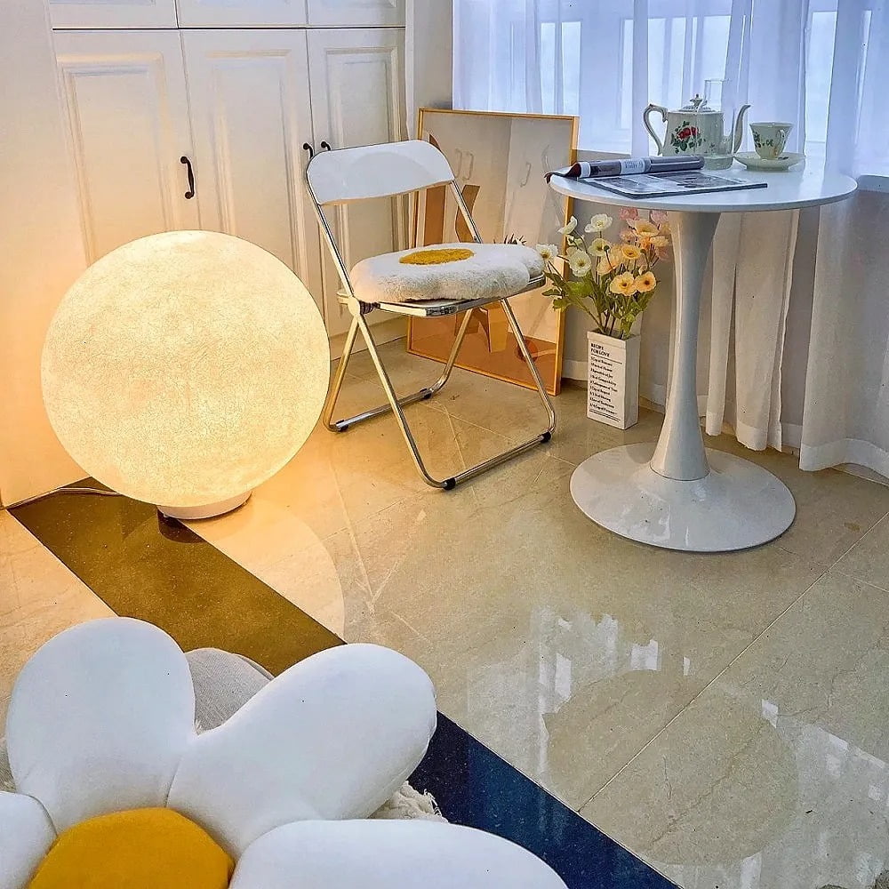 LittleGlovo Nordic Creative Indoor&Outdoor Waterproof Resin Fiber Art Moonlight Floor Lamp