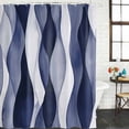 thumbnail image 3 of Navy Blue Waterproof Fabric Shower Curtain,Modern Moire Abstract Ripple Geometric Waterproof Fabric Shower Curtain for Bathroom Curtains Bathtubs Hotel Shower Curtains with 12 Hooks Small 36x72in, 3 of 8