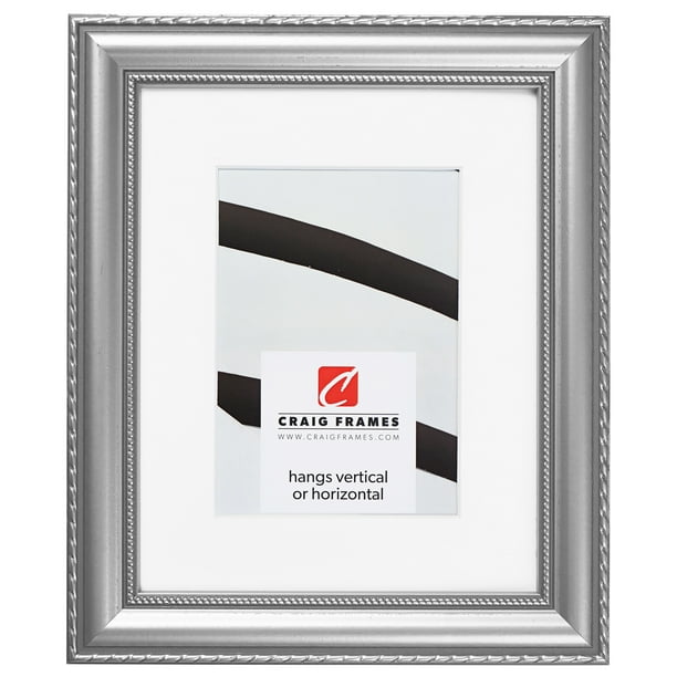 Craig Frames Victoria, 11x14 inch Ornate Silver Picture Frame Matted