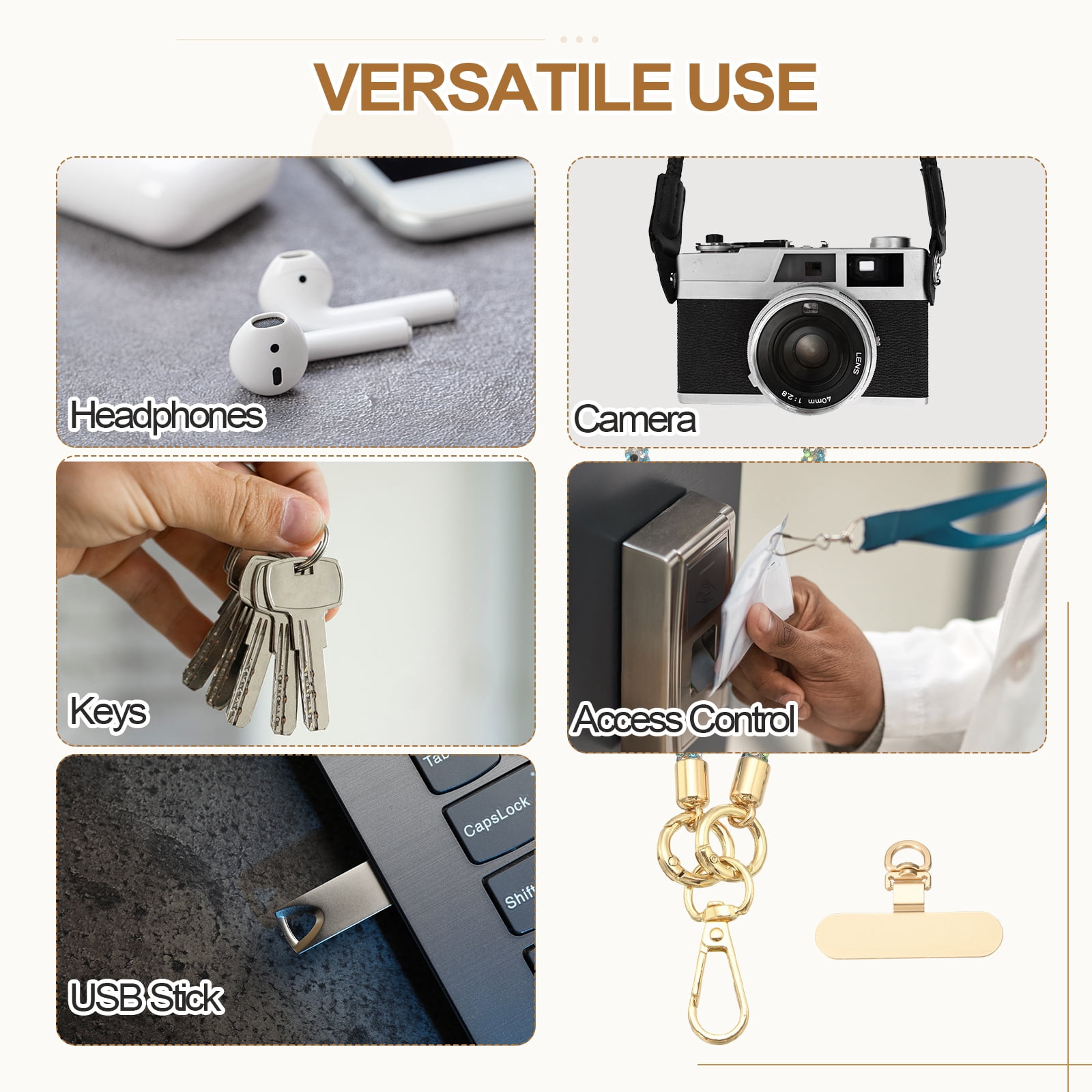 Uxcell Crystal Phone Strap Crossbody and Wrist Lanyard, Anti Theft Phone Strap Rhinestone Cell Phone Lanyard Necklace with Tether Tabs for Most Smartphones Women, Light Purple