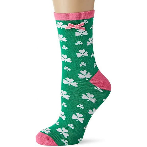 Traditional Craft Ltd. Green/Pink Box Ladies Shamrock Socks One Size