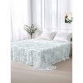 thumbnail image 5 of Aqua Spring Floral Full Size Flat Sheet, Wrinkleproof & Fadeproof Cooling Flat Bed Sheet Only, Summer Botanical Watercolor Breathable Soft Bedding Top Sheets 81 x 96 Inches, 5 of 8