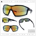 thumbnail image 2 of Boys Child Size Wrap Shield Aerodynamic Sport Plastic Sunglasses Black - Orange Mirror, 2 of 8