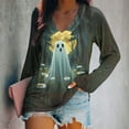 thumbnail image 2 of yoeyez Halloween T Shirts for Women Long Sleeve V Neck Lightweight Tees Loose Fashion Casual Fall Tunic Tops Dark Gray,XXL, 2 of 6