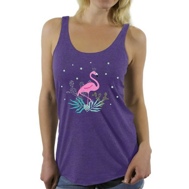 blue shirt with flamingos