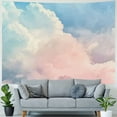 thumbnail image 4 of Chilfamy Pink and Blue Tapestry for Teen Girls Bedroom Aesthetic, Light Pink Clouds Sky Rainbow Pastel Ceiling Tapestries Wall Hanging for College Dorm Living Room Cute Girly Decor 50x40inch, 4 of 6