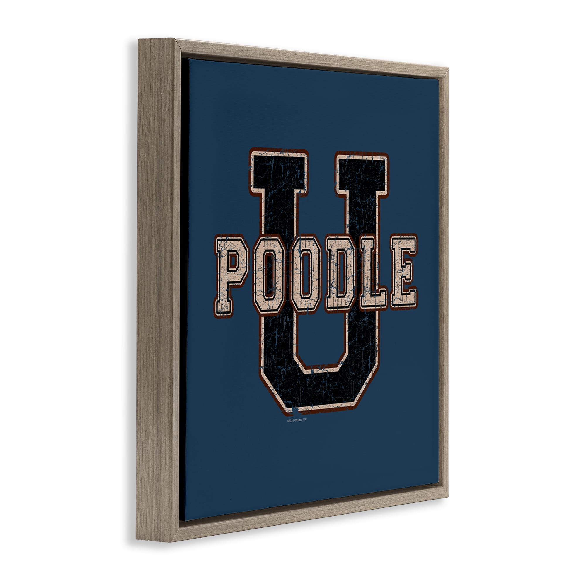 Stupell Industries Varsity Poodle U Novelty & Humor Painting Brown Floater Framed Canvas Art Print Wall Art, 18 x 18