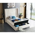 thumbnail image 4 of Meridian Furniture Kiki Solid Wood and Velvet Twin Bed in Cream, 4 of 6