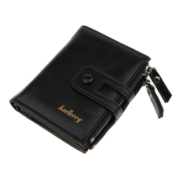 Cartera de cuero PU de lujo con cremallera para hombre Vintage, tarjetero, monedero Negro Hugo Cartera de los hombres de la manera