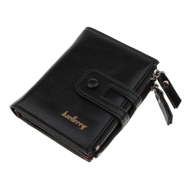 Cartera de cuero PU de lujo con cremallera para hombre Vintage, tarjetero, monedero Negro Hugo Cartera de los hombres de la manera