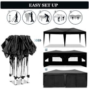 Topcobe 118x235 Pop Up Tent, Backyard Canopy Gazebo with Sidewalls, Outdoor Patio Awnings for Party Camping BBQ Events, Black