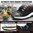 thumbnail image 3 of XQJ Steel Toe Work Shoes for Men Waterproof Anti-Smash & Puncture-Proof Lightweight Safety Sneakers Non-Slip Comfortable Industrial Footwear, 3 of 6