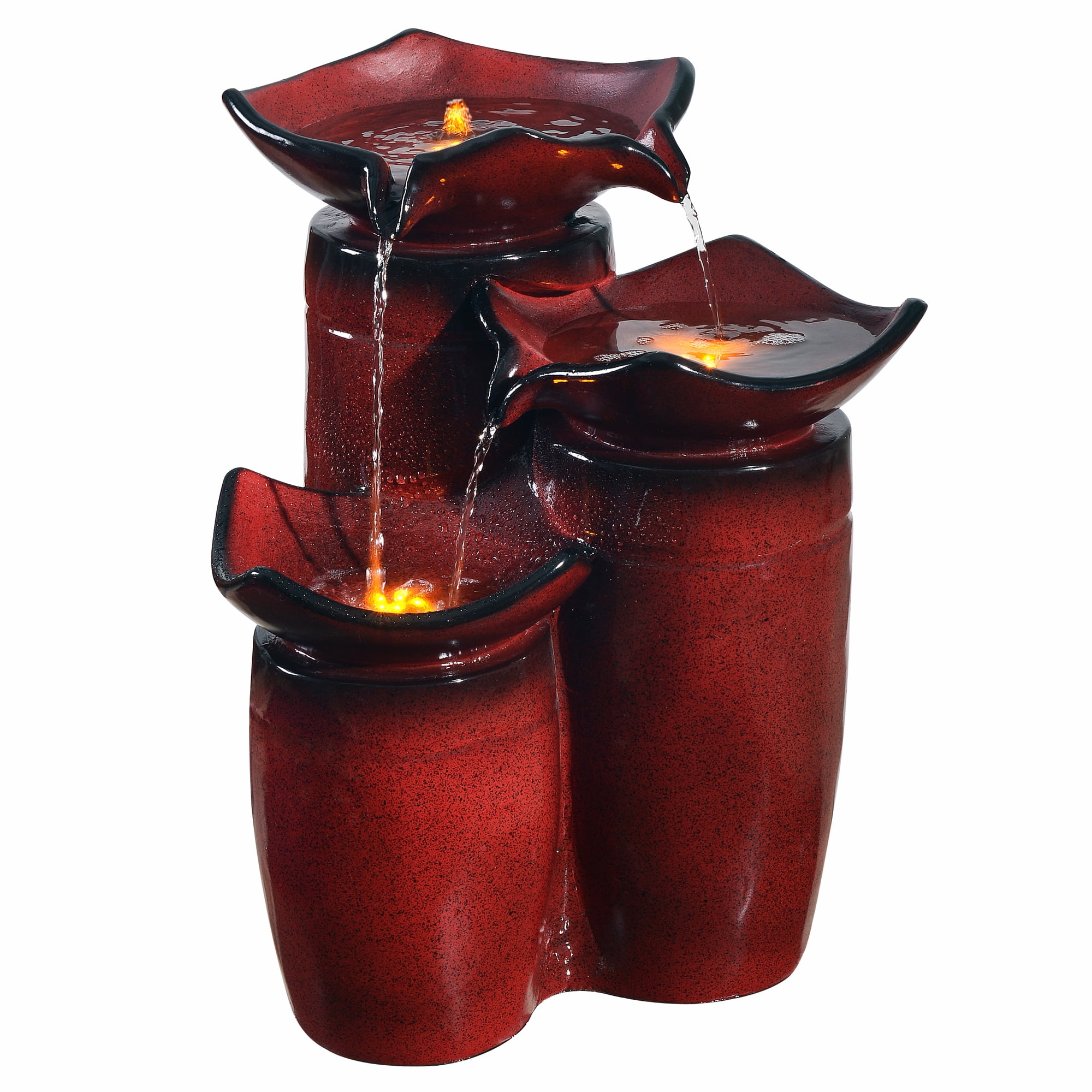 Gradient Red Peaktop Outdoor Glazed Pot Fountain