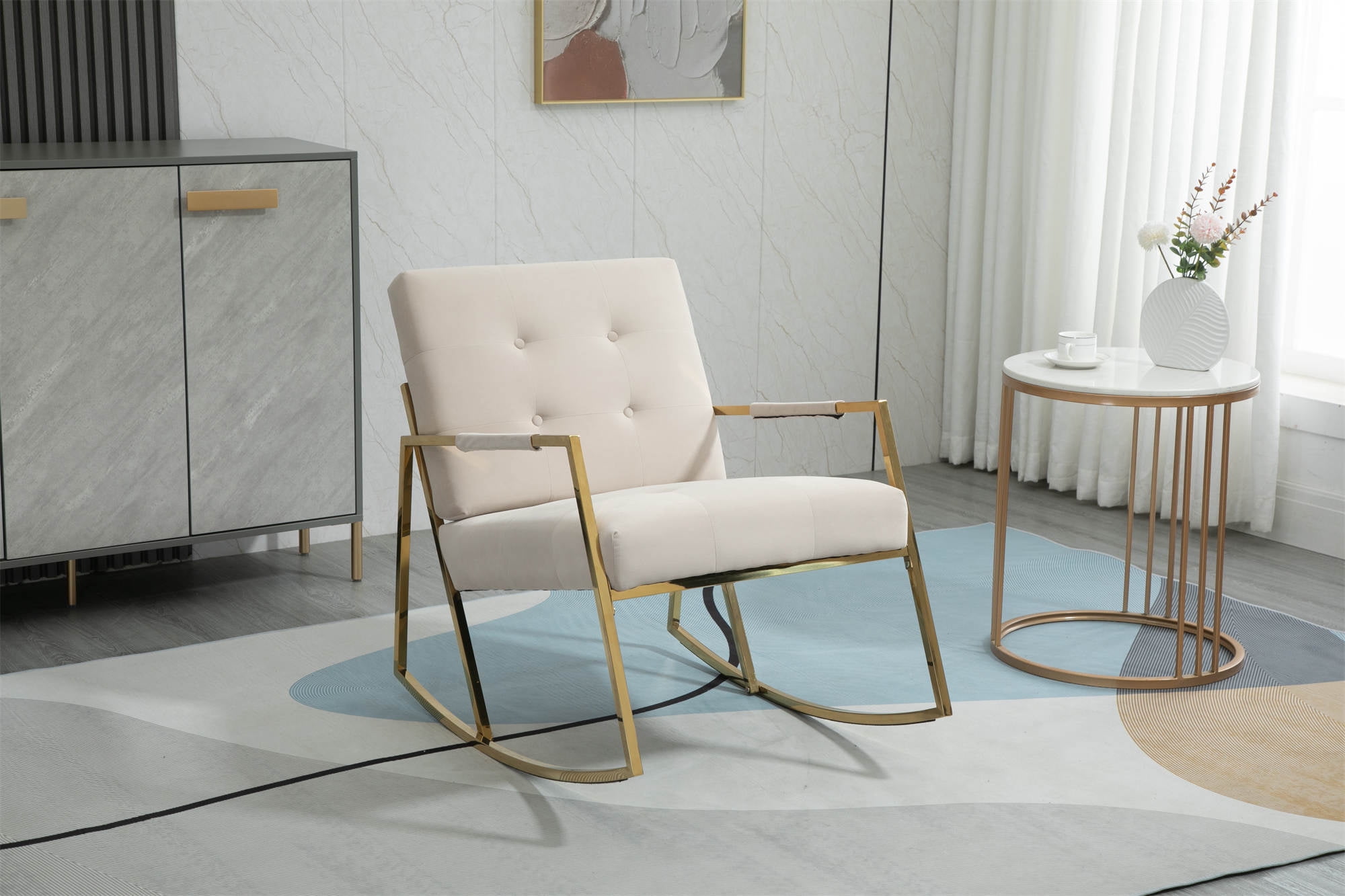 Accent Chair, Leisure Rocking Chair with Stainless Steel Feet, Comfy ...