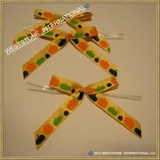 25 Pcs Satin Pre-tied Ribbon Bows for halloween - Orange Pumpkins