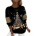 thumbnail image 3 of T-Shirt à Manches Longues pour Femmes, Col Ras du Cou, Chandail Décontracté, Chandails à Capuchon Automne Hiver 2023, Hauts à Enfiler à Imprimé Floral, 3 of 5