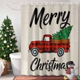 thumbnail image 4 of Merry Christmas Shower Curtains for Bathroom, Winter Red Plaid Truck Xmas Tree Linen Waterproof Fabric Shower Curtain for Bathroom Bathtub Decoration, Machine Washable, 72"x84", 4 of 9