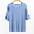 thumbnail image 2 of JUUYY Women's Casual Summer Ruffle Short Sleeve High Low Loose T Shirt Modal Basic Tees Tops for Women Blue M, 2 of 5