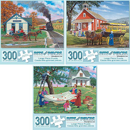 Details about   Bits and Pieces Set of Three 3-300 Piece Jigsaw Puzzle for Adults 18" X 24"