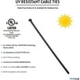 thumbnail image 2 of Kable Kontrol Black Zip Ties - 8" Inch Long - UV Resistant Nylon - 50 Lbs Tensile Strength - 100 pc Pack, 2 of 6