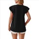 thumbnail image 3 of Blusa de Mujer con Cuello en V y Mangas con Volantes, Holgada, Elegante, Informal, , de Verano, Color Negro, Talla S, 3 of 10